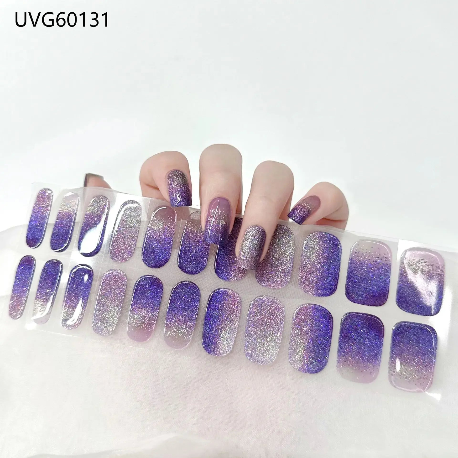 16/18/20 Tips Gel Nail Stickers for UV Lamp – Semi-Cured Gel Nail Wraps, Waterproof & Long Lasting Press-On Nails