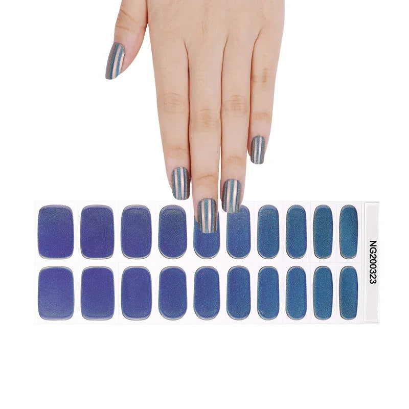 16/18/20 Tips Gel Nail Stickers for UV Lamp – Semi-Cured Gel Nail Wraps, Waterproof & Long Lasting Press-On Nails