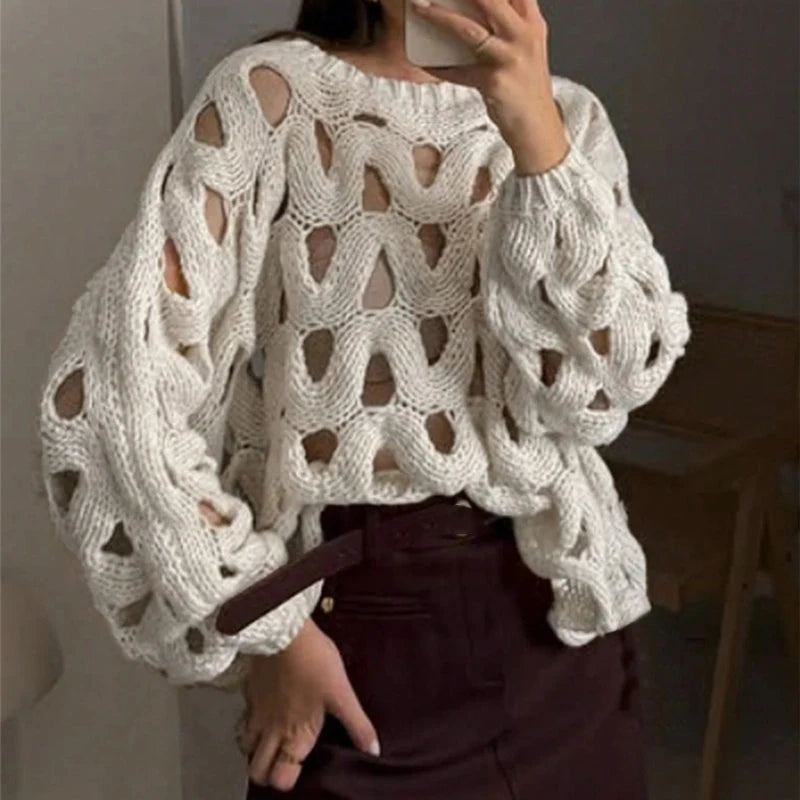 Elsvios Hollow Knit Sweater – The Noble Autumn Glow