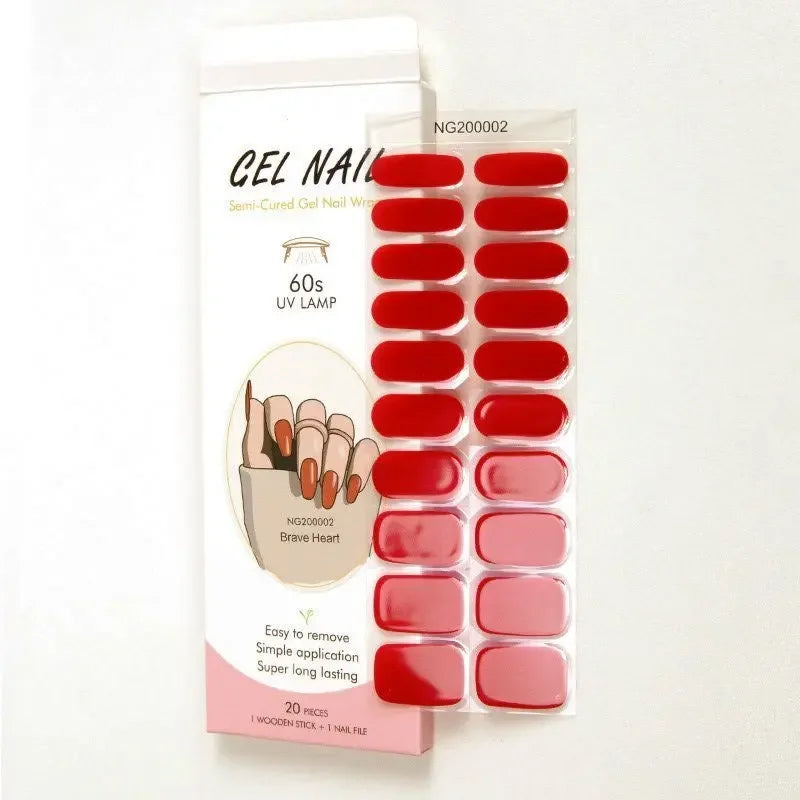 16/18/20 Tips Gel Nail Stickers for UV Lamp – Semi-Cured Gel Nail Wraps, Waterproof & Long Lasting Press-On Nails