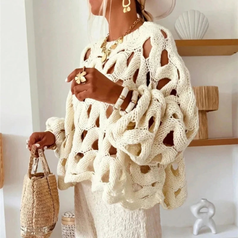 Elsvios Hollow Knit Sweater – The Noble Autumn Glow