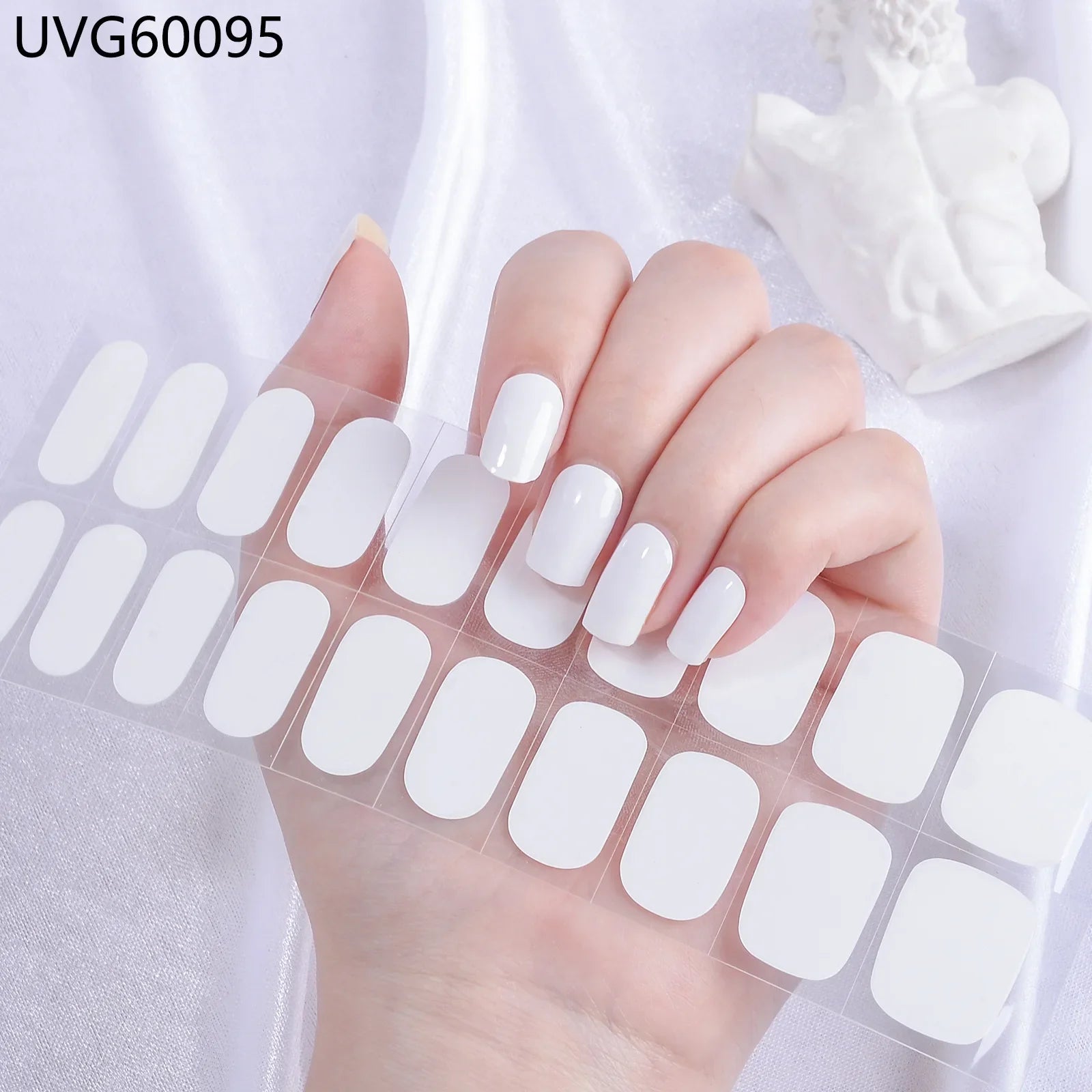 16/18/20 Tips Gel Nail Stickers for UV Lamp – Semi-Cured Gel Nail Wraps, Waterproof & Long Lasting Press-On Nails