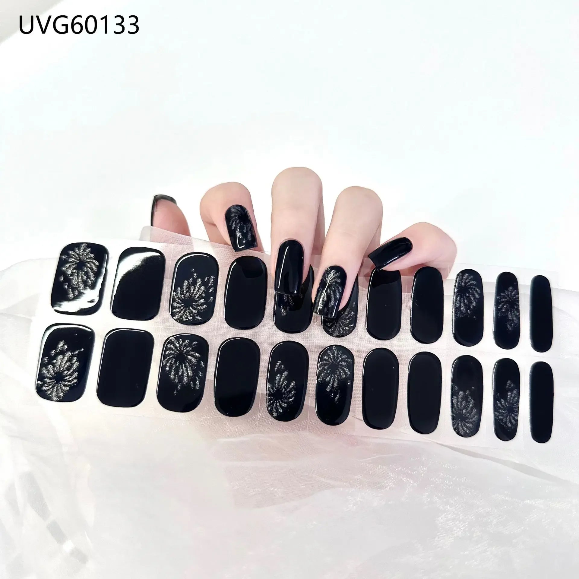 16/18/20 Tips Gel Nail Stickers for UV Lamp – Semi-Cured Gel Nail Wraps, Waterproof & Long Lasting Press-On Nails