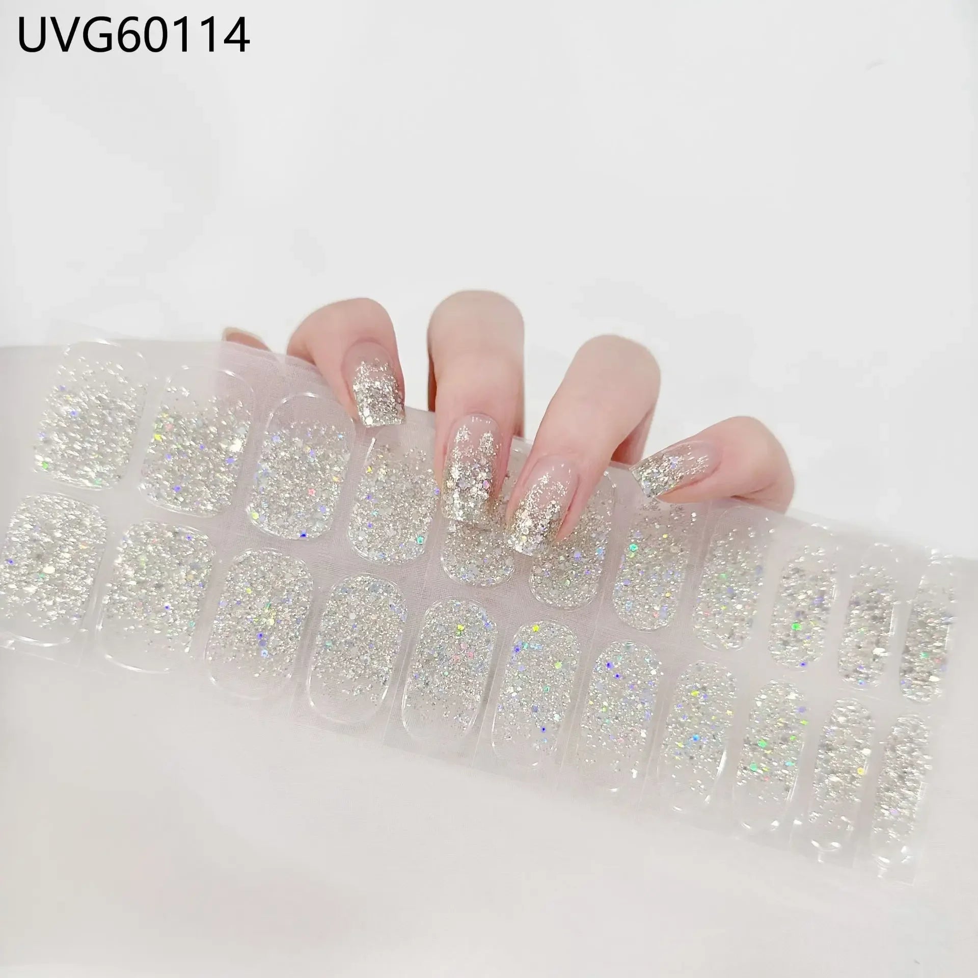 16/18/20 Tips Gel Nail Stickers for UV Lamp – Semi-Cured Gel Nail Wraps, Waterproof & Long Lasting Press-On Nails