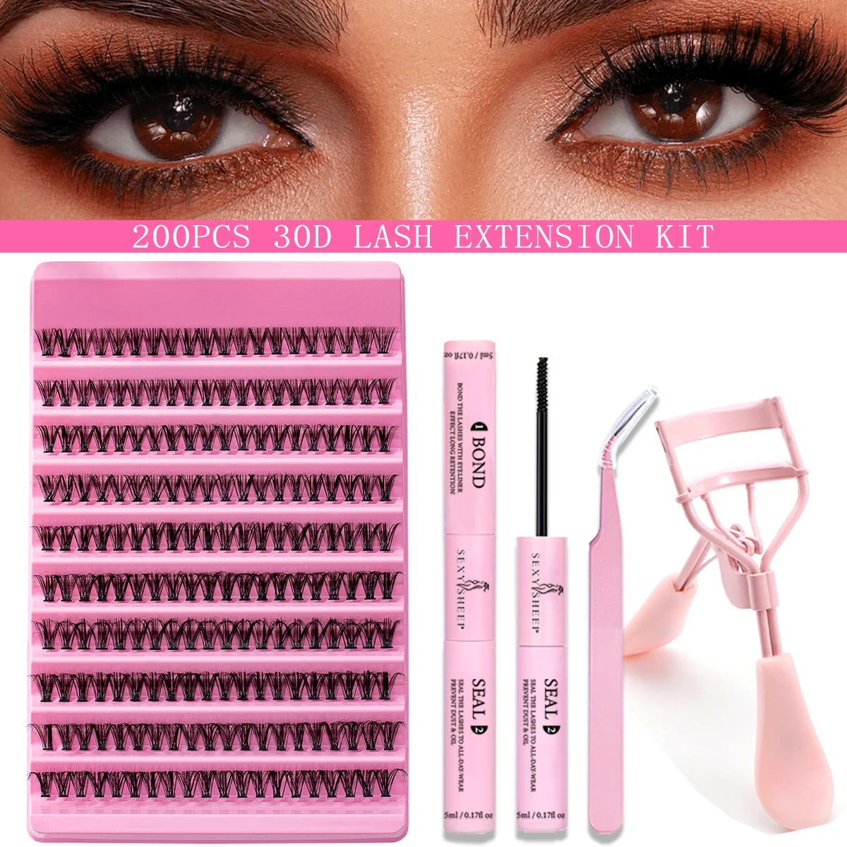 SEXYSHEEP DIY Lash Extension Kit (200 Clusters, D Curl 8–16 mm) – The Atelier Lash