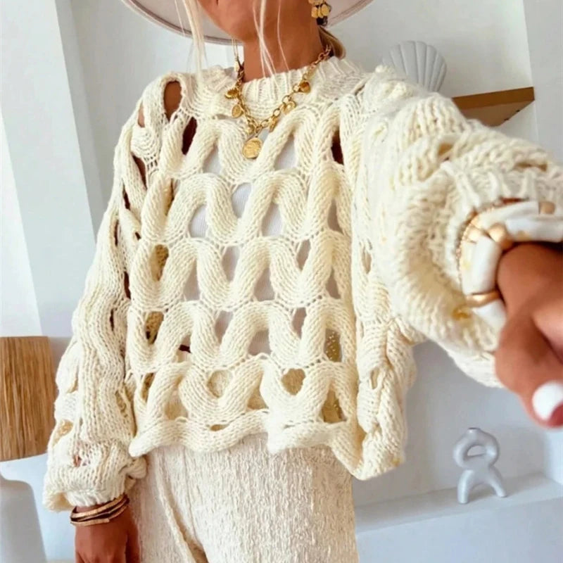 Elsvios Hollow Knit Sweater – The Noble Autumn Glow