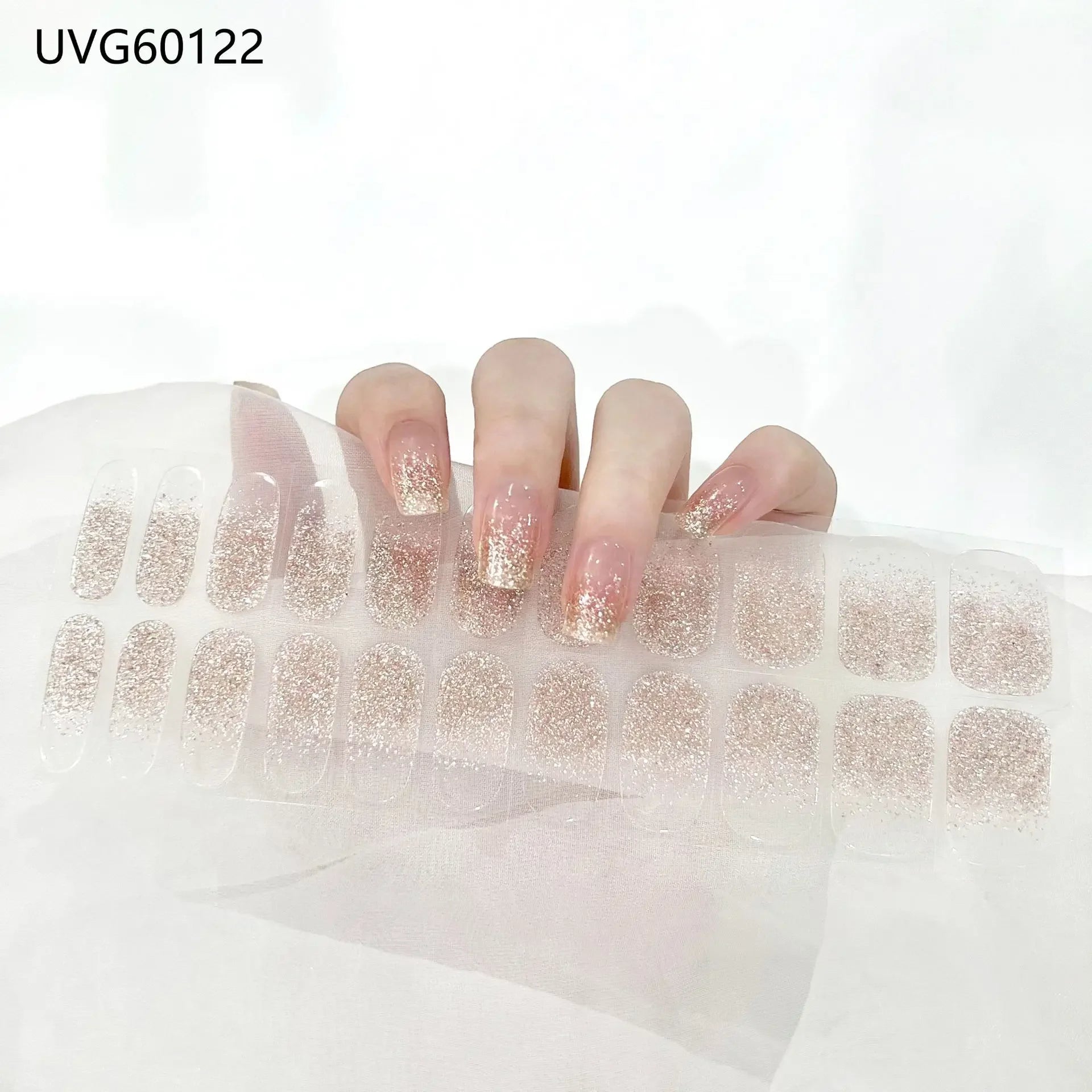 16/18/20 Tips Gel Nail Stickers for UV Lamp – Semi-Cured Gel Nail Wraps, Waterproof & Long Lasting Press-On Nails