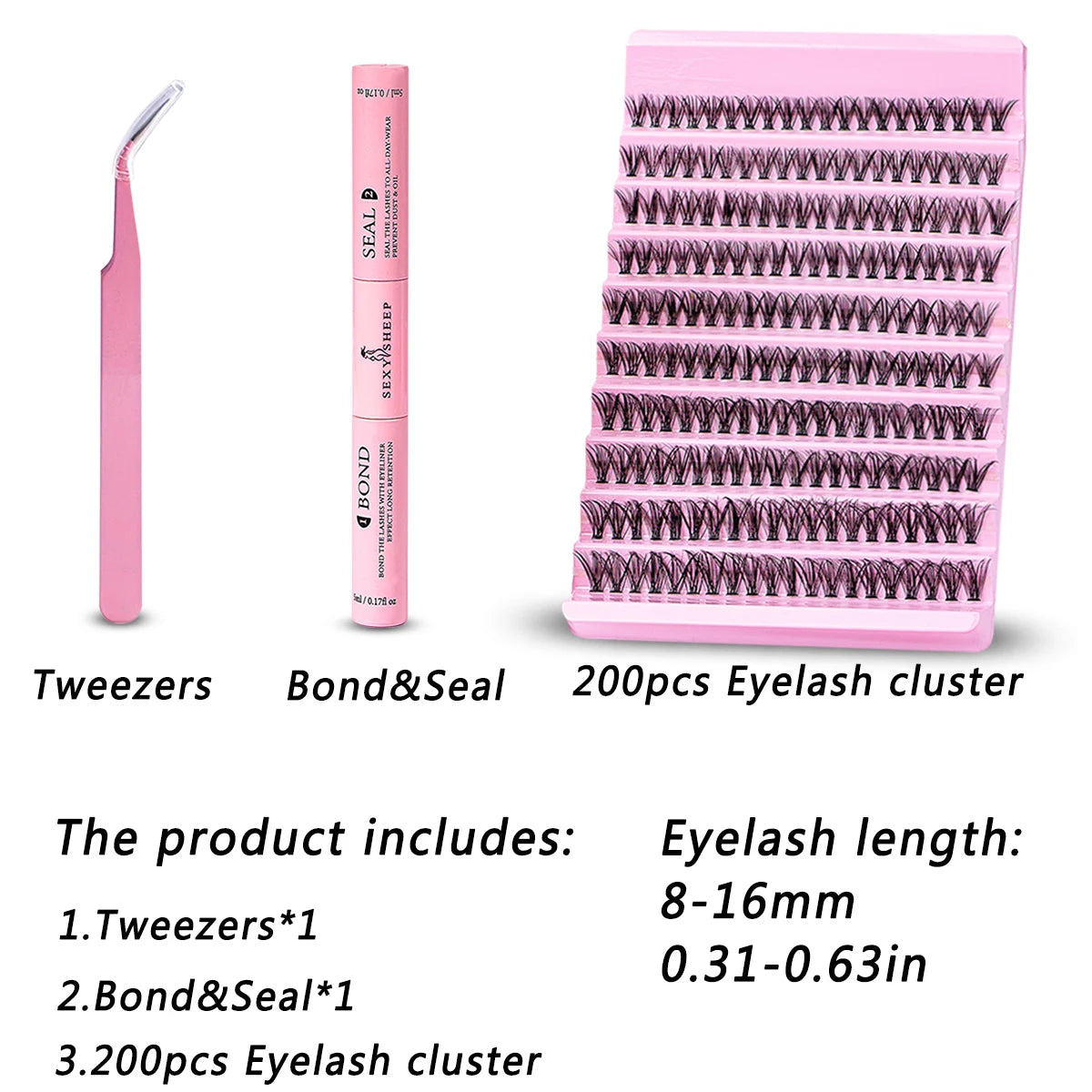 SEXYSHEEP DIY Lash Extension Kit (200 Clusters, D Curl 8–16 mm) – The Atelier Lash