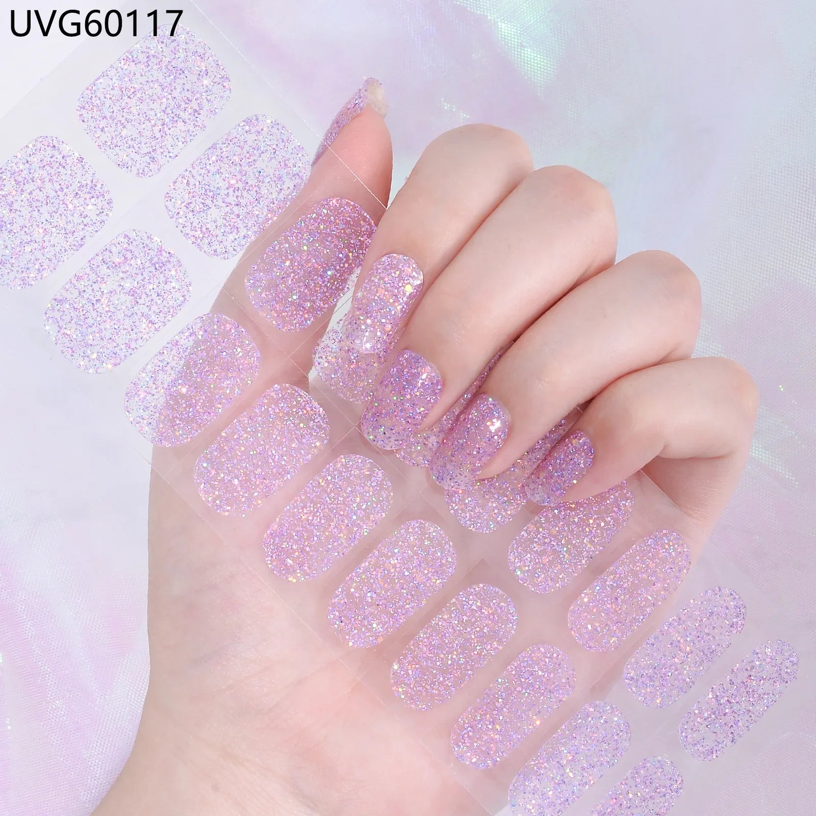 16/18/20 Tips Gel Nail Stickers for UV Lamp – Semi-Cured Gel Nail Wraps, Waterproof & Long Lasting Press-On Nails