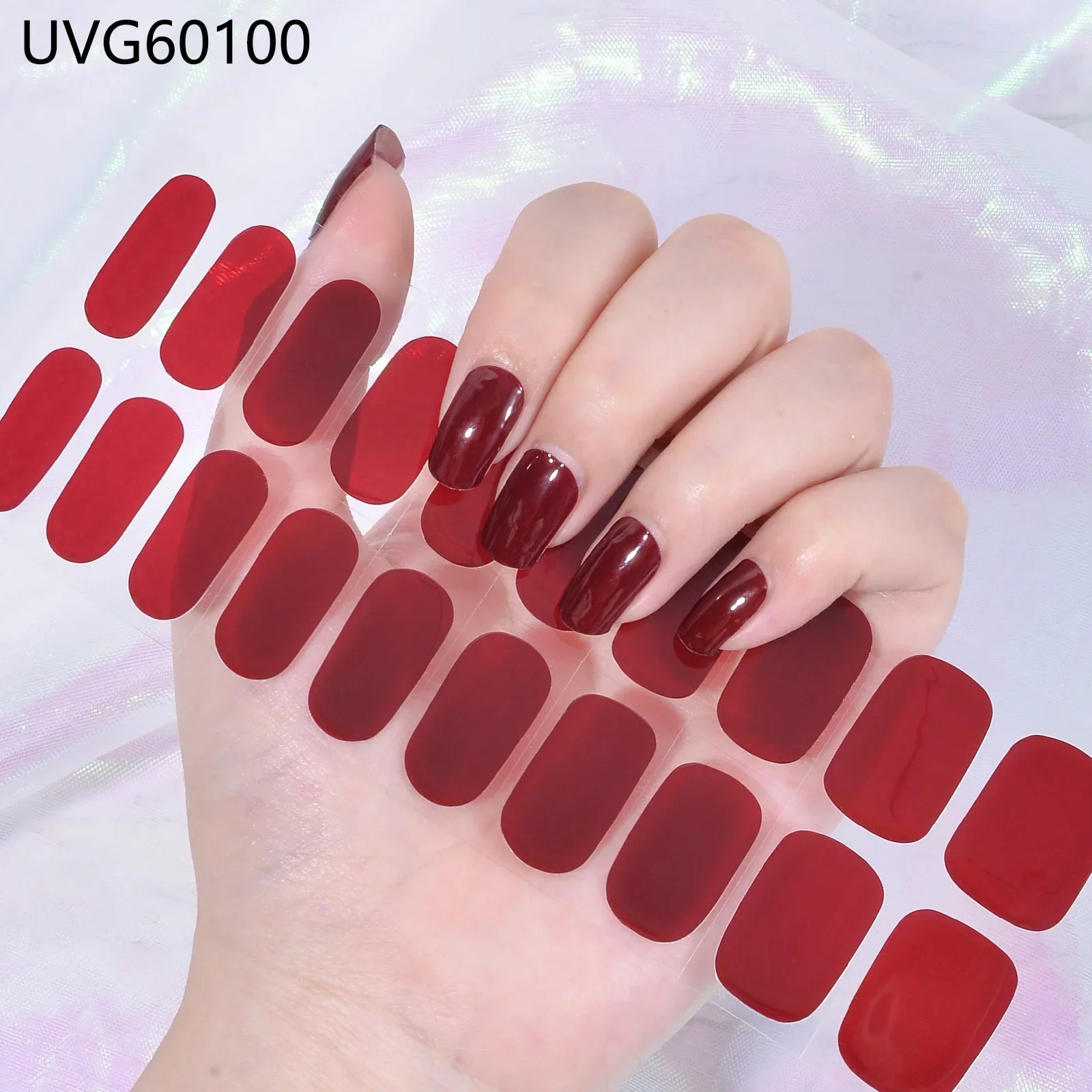 16/18/20 Tips Gel Nail Stickers for UV Lamp – Semi-Cured Gel Nail Wraps, Waterproof & Long Lasting Press-On Nails