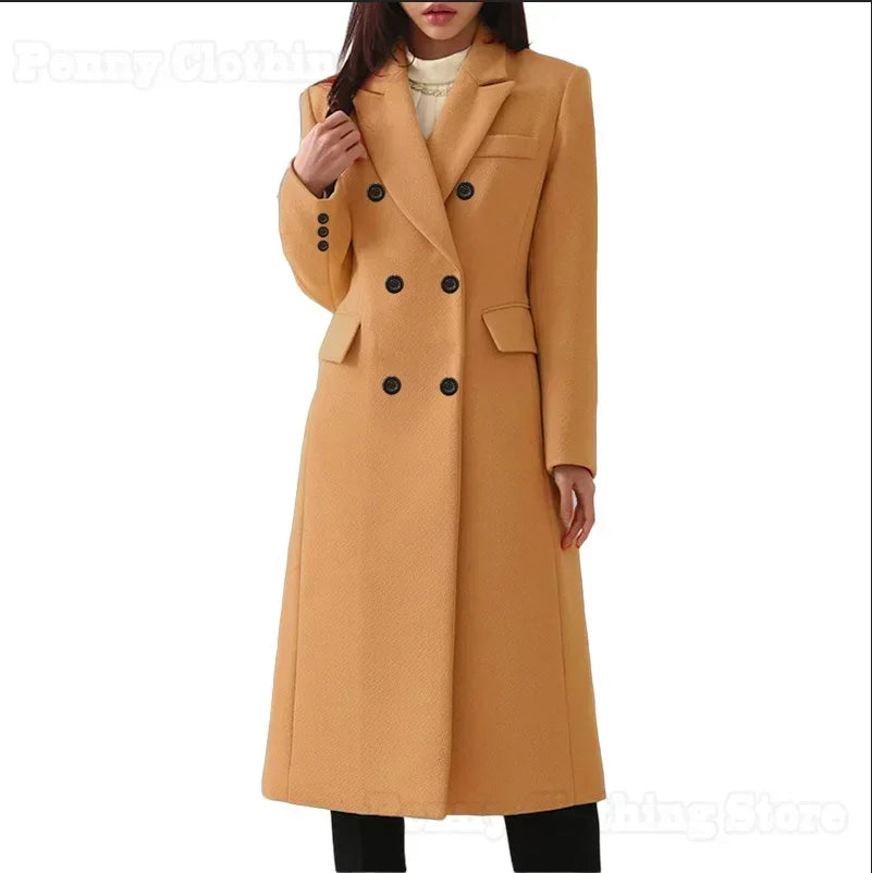 Elegance Heritage™ Women’s Woolen A-Line Coat – Premium Autumn/Winter Collection