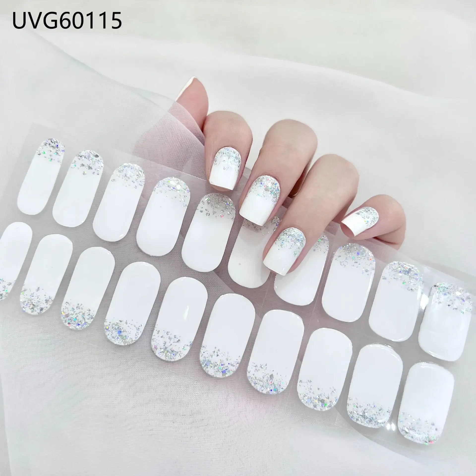 16/18/20 Tips Gel Nail Stickers for UV Lamp – Semi-Cured Gel Nail Wraps, Waterproof & Long Lasting Press-On Nails