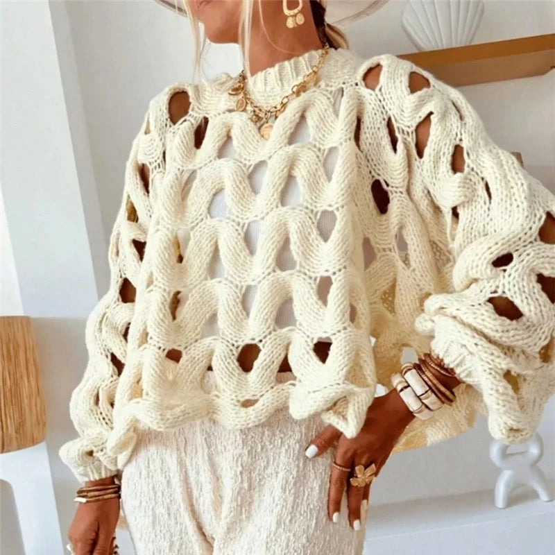 Elsvios Hollow Knit Sweater – The Noble Autumn Glow
