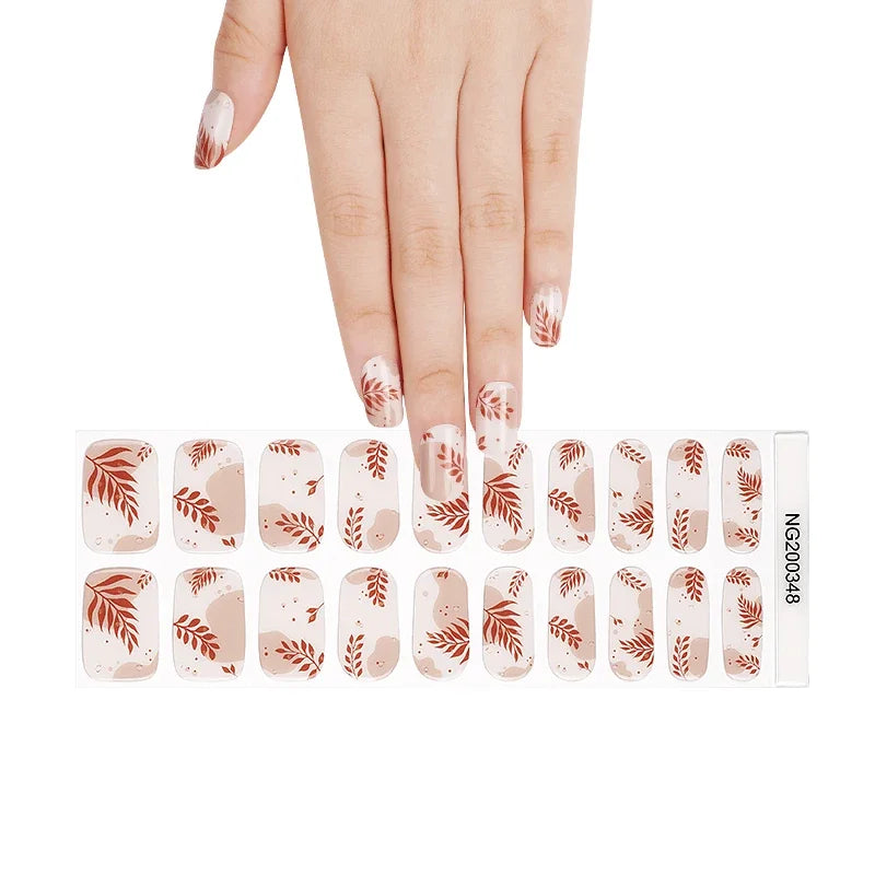 16/18/20 Tips Gel Nail Stickers for UV Lamp – Semi-Cured Gel Nail Wraps, Waterproof & Long Lasting Press-On Nails