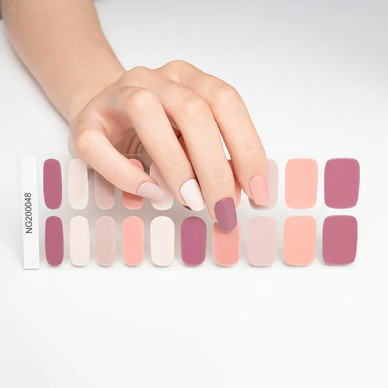 16/18/20 Tips Gel Nail Stickers for UV Lamp – Semi-Cured Gel Nail Wraps, Waterproof & Long Lasting Press-On Nails