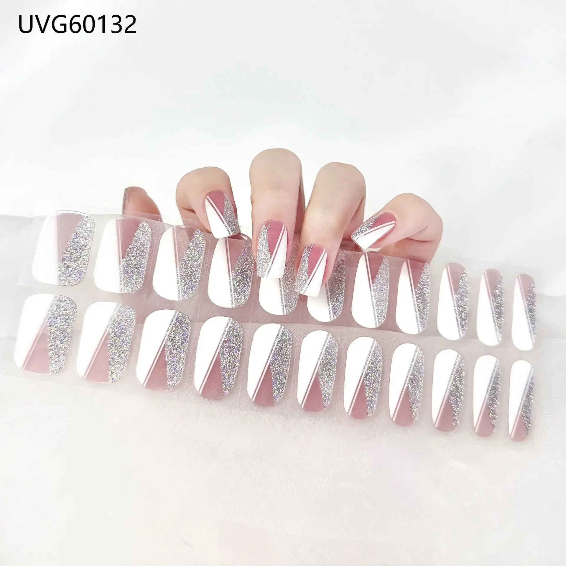 16/18/20 Tips Gel Nail Stickers for UV Lamp – Semi-Cured Gel Nail Wraps, Waterproof & Long Lasting Press-On Nails