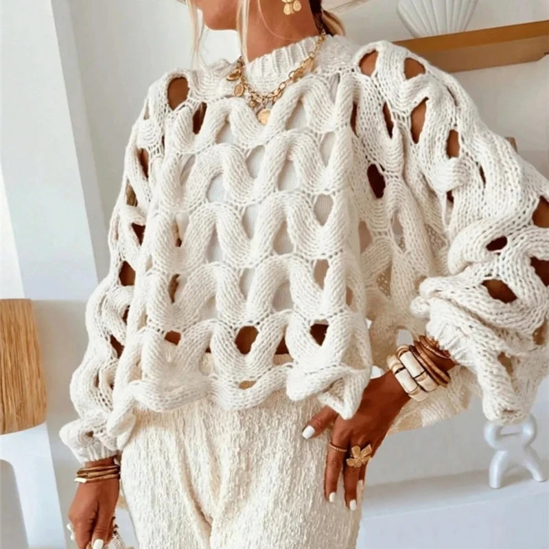 Elsvios Hollow Knit Sweater – The Noble Autumn Glow