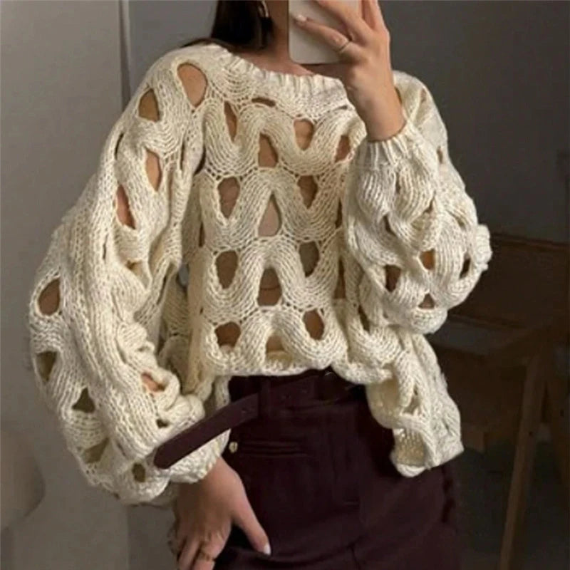 Elsvios Hollow Knit Sweater – The Noble Autumn Glow
