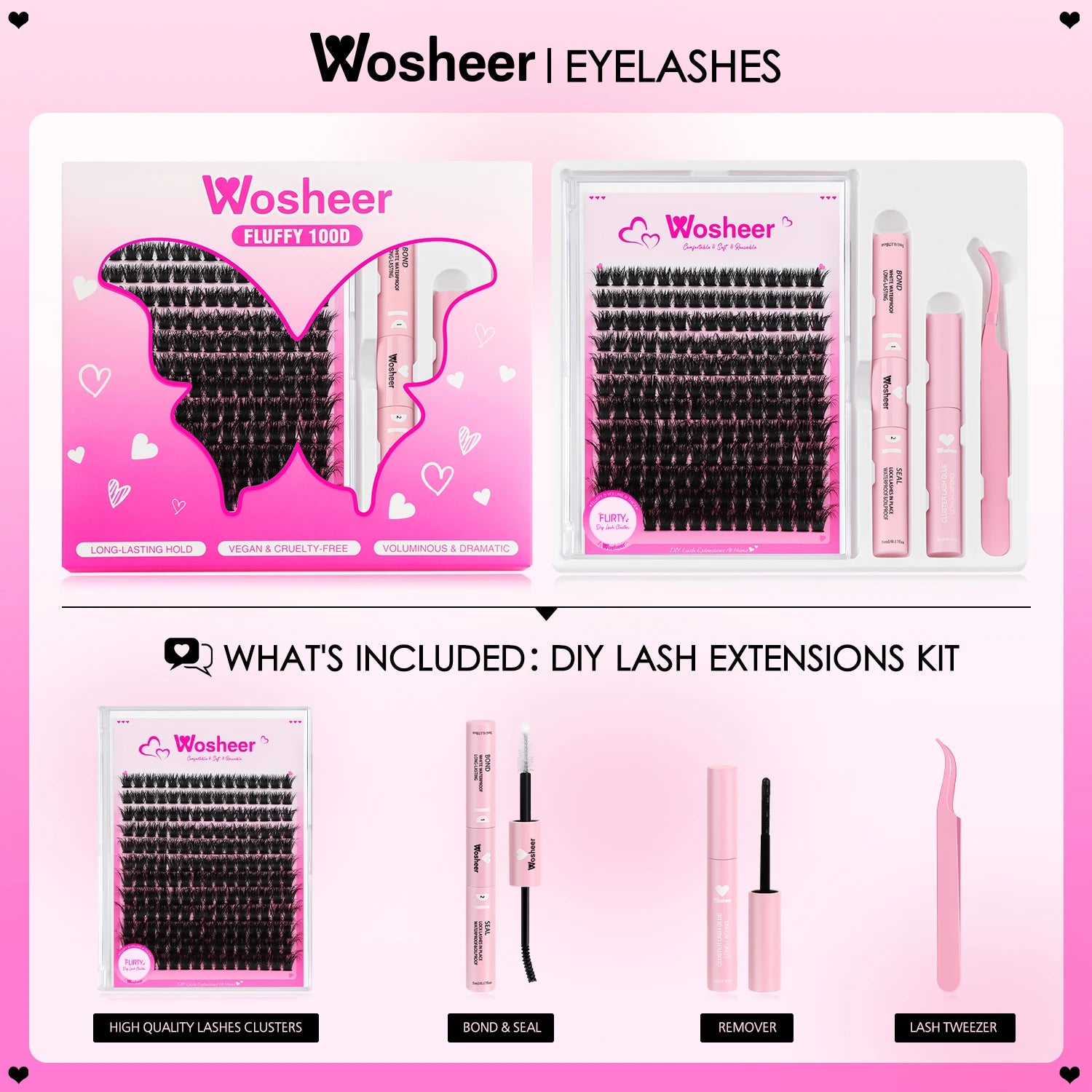WOSHEER Eyelash Clusters Kit – The Flawless GazE